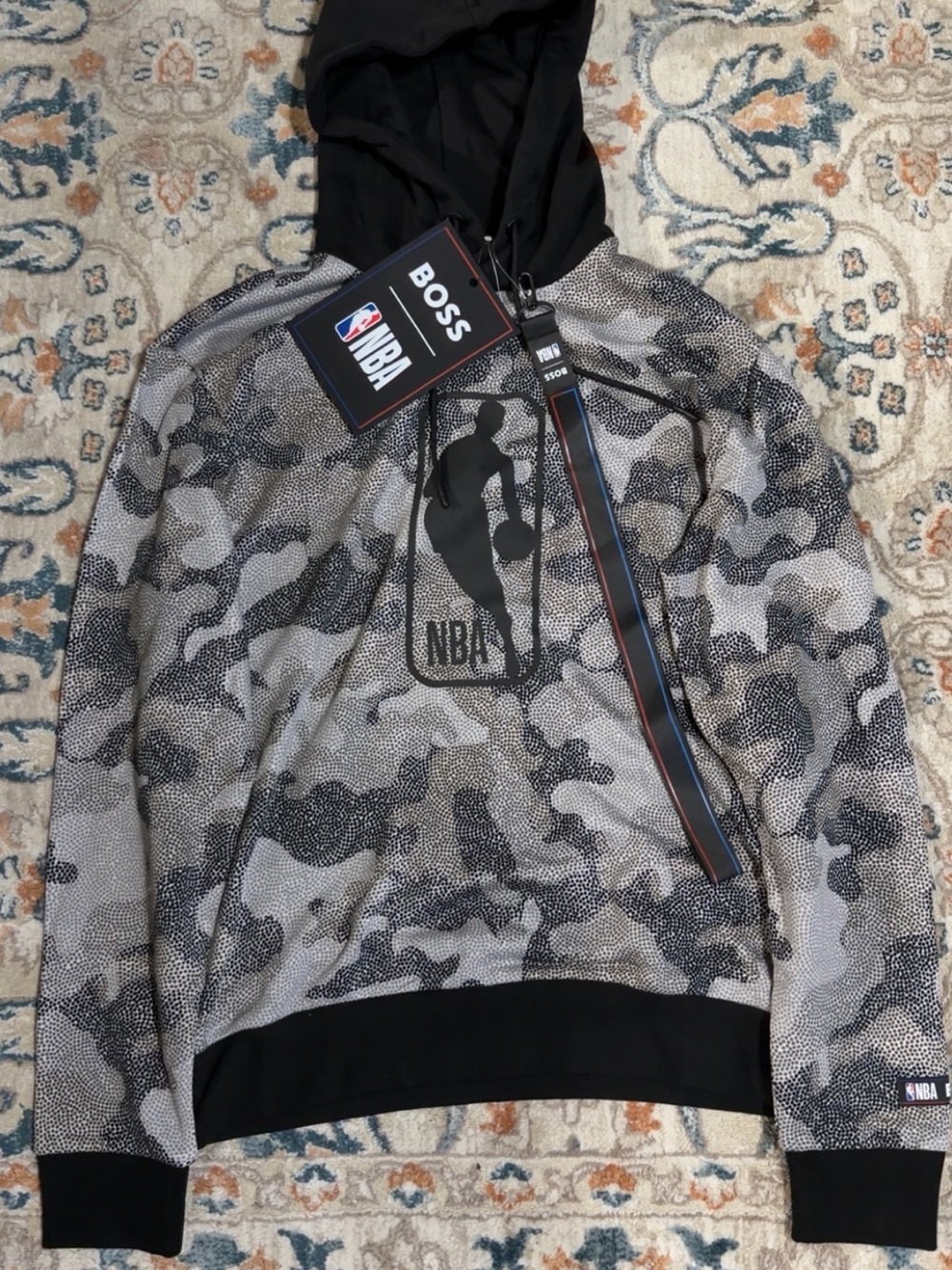 Boss NBA Gray Black Camo Hoodie